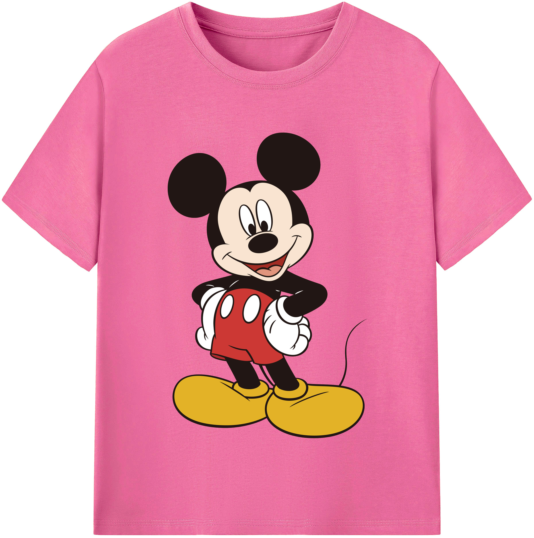 （画像用） ミッキーマウス Mickey Mouse レディースカジュアルプリントTシャツ（綿100％）